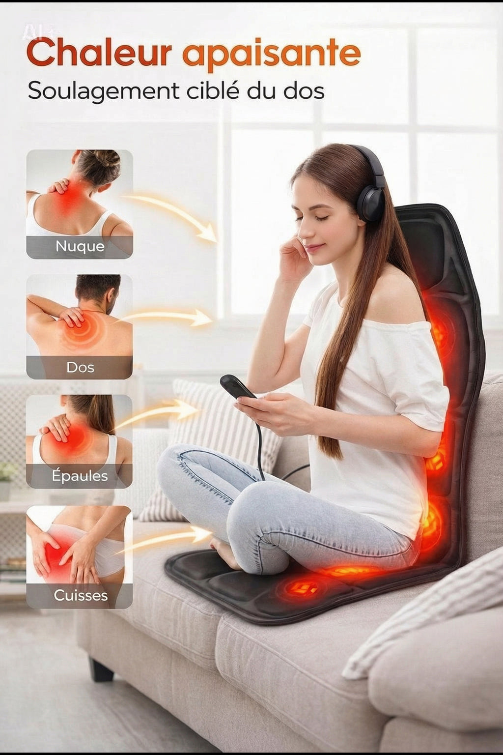 SweetCare™ ComfortSeat – Coussin massant chauffant pour un confort quotidien